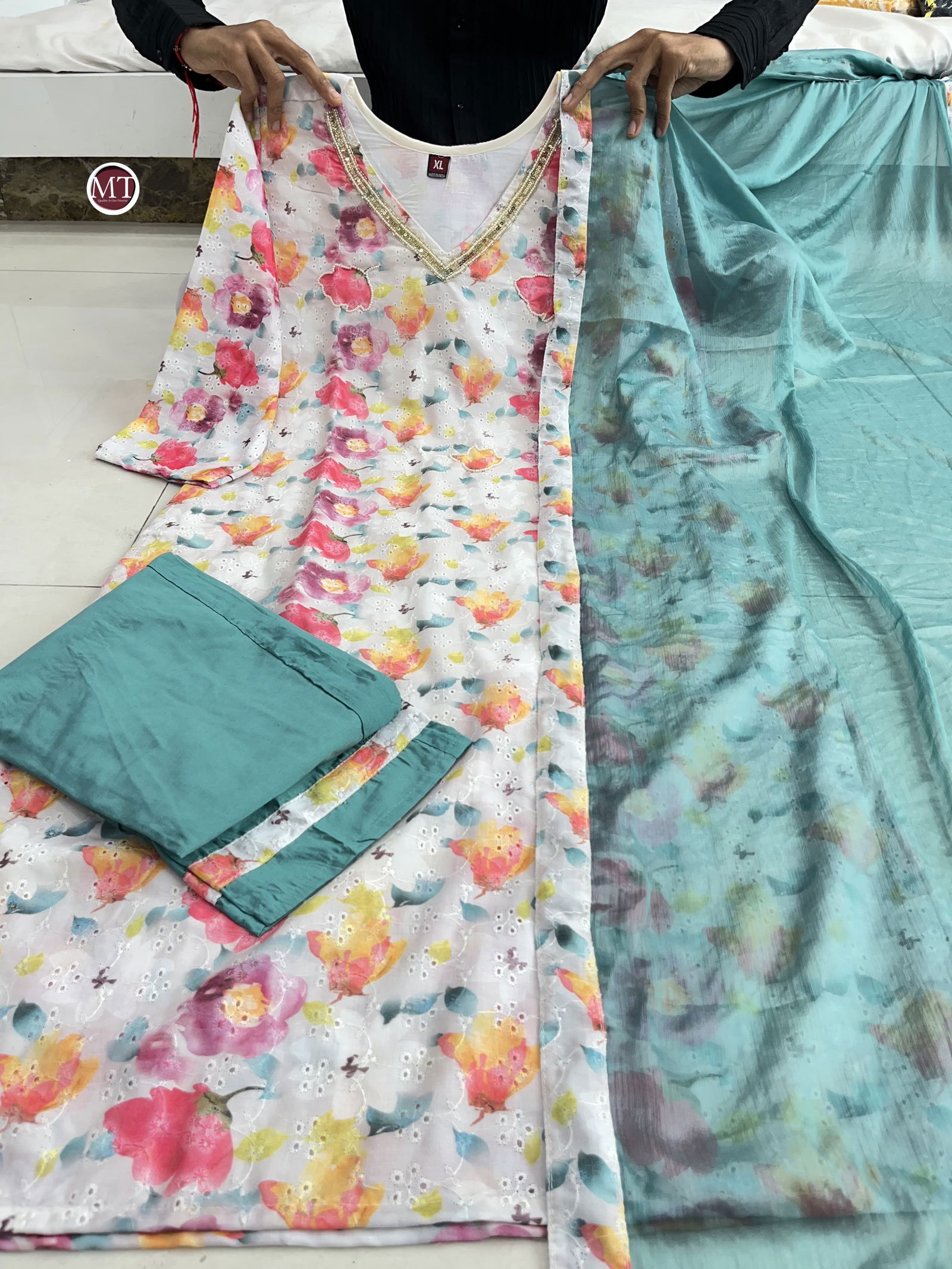 MT Designer Handwork Printed Kurti With Bottom Dupatta Wholesale Shop In Surat
